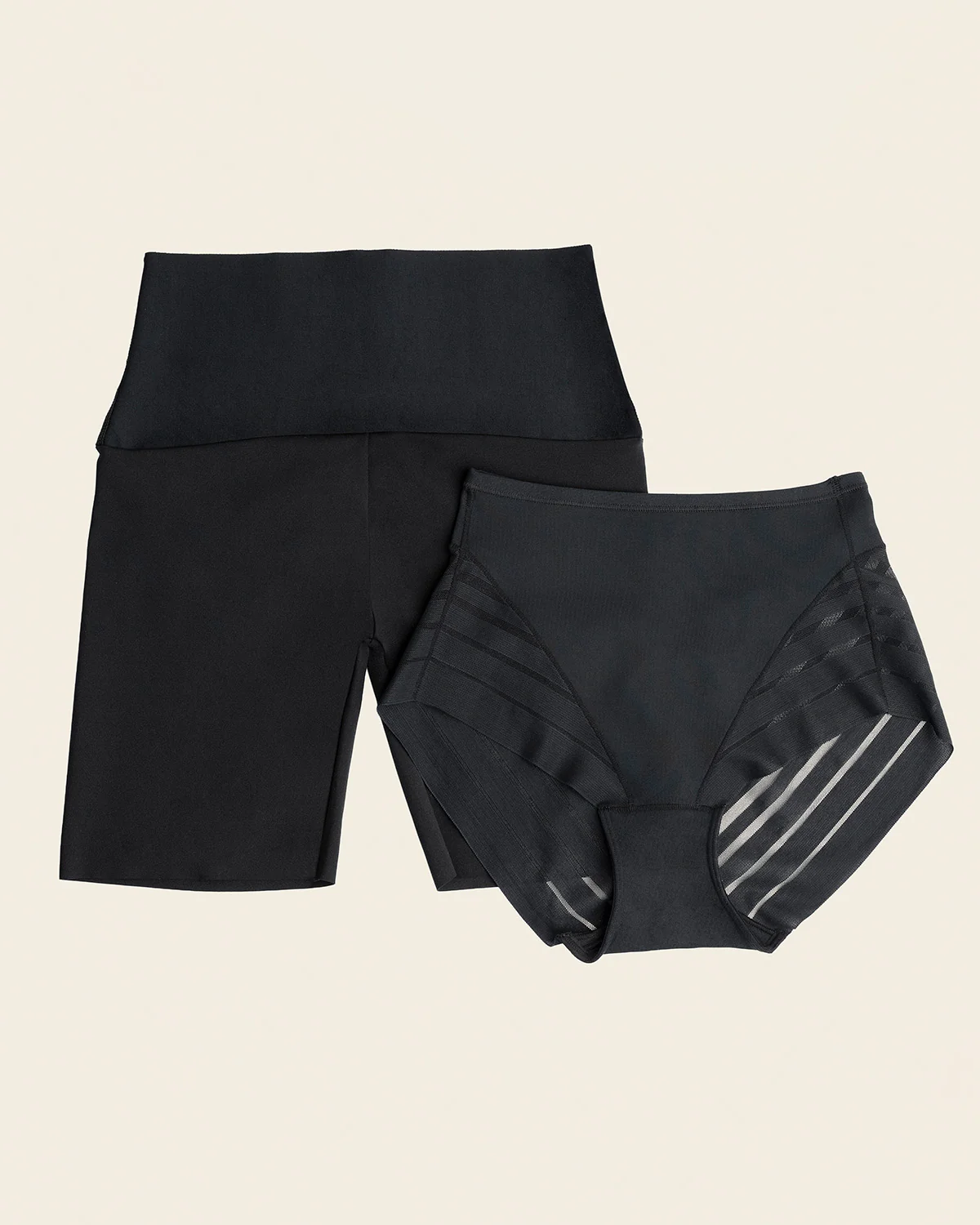 PowerStay Short & Stripe Undetectable Panty Bundle in Black